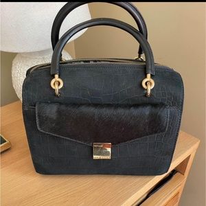 Ted Baker Alexia Bowler Bag Detachable Clutch Black Pony Hair Dust Bag Crossbody